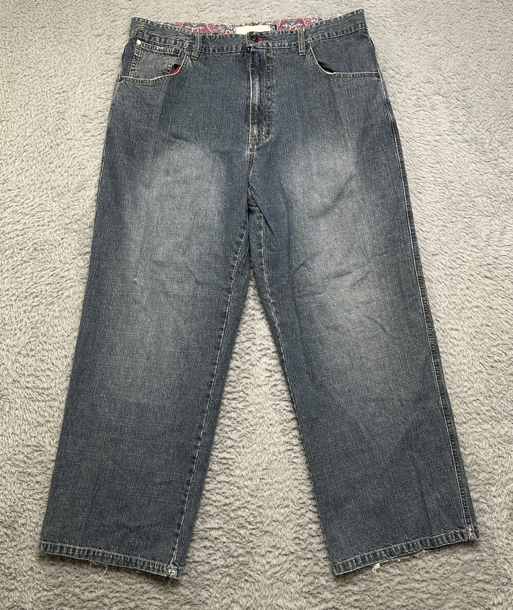 Vintage Y2K Baggy Jeans Plugg Mens 36x30 Dark Wash Skater 90s Wide Leg
